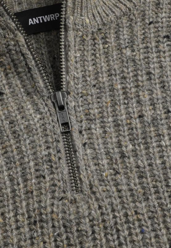 Antwrp Zipped Neppy Yarn Knit Beluga  (BKW462-L219/00610) - Caramel (Sint-Job-in-’t-Goor)
