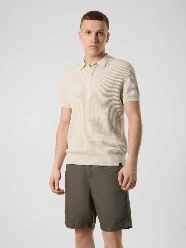 Antwrp Knitted Polo Short Sleeve Ecru  (BKW503-L213/000122 - ECRU) - Caramel (Sint-Job-in-’t-Goor)