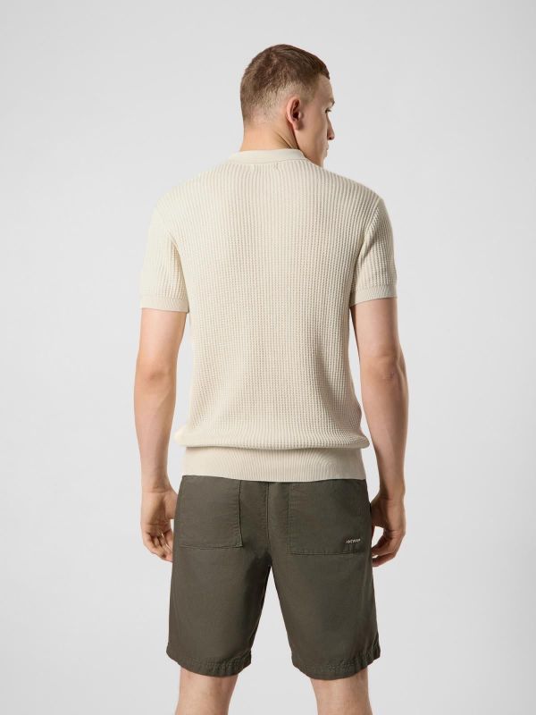 Antwrp Knitted Polo Short Sleeve Ecru  (BKW503-L213/000122 - ECRU) - Caramel (Sint-Job-in-’t-Goor)