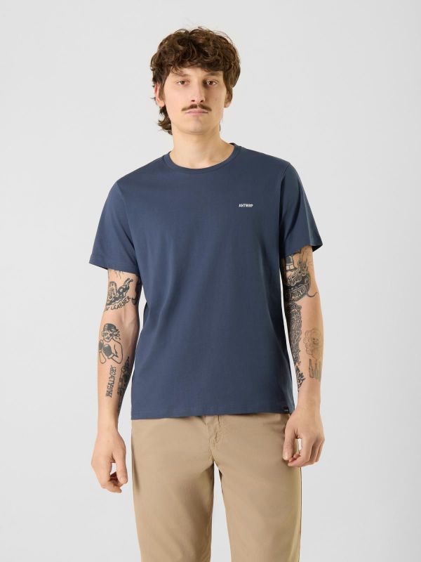 Antwrp Basic Tee - Regular Fit Pacific Blue  (BTS098R-L001S/000436 - PACIFIC BLUE) - Caramel (Sint-Job-in-’t-Goor)