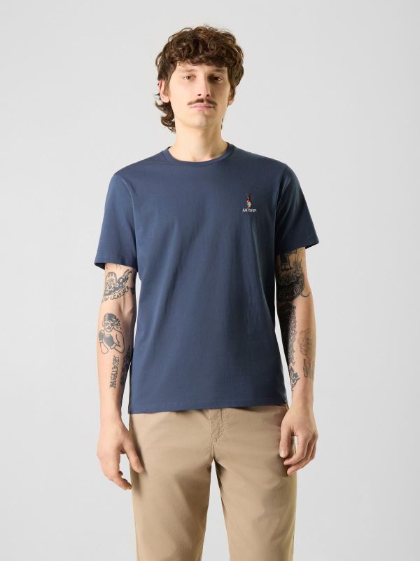 Antwrp Tabasco Logo T-shirt Pacific Blue  (BTS515-L001S/000436 PACIFIC BLUE ) - Caramel (Sint-Job-in-’t-Goor)