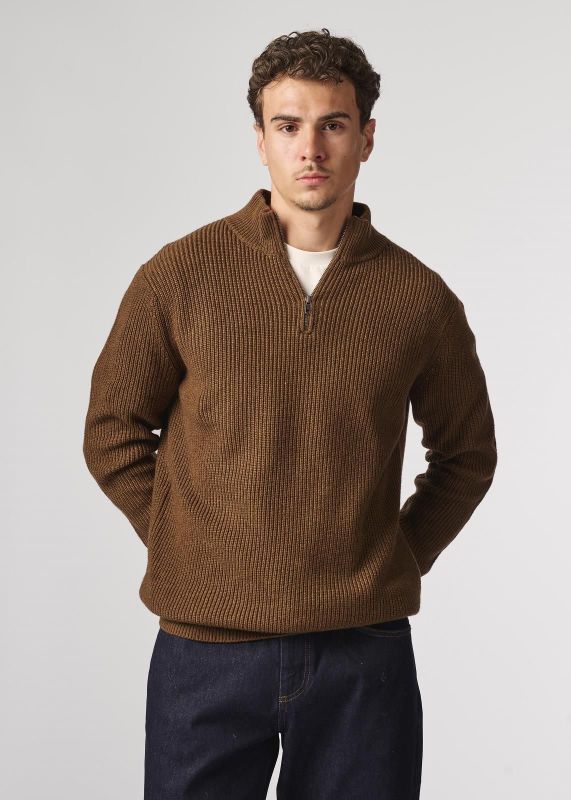 Antwrp Half Zip Merino Knit Chipmunk  (BKW462-L232/000604 CHIPMINK) - Caramel (Sint-Job-in-’t-Goor)