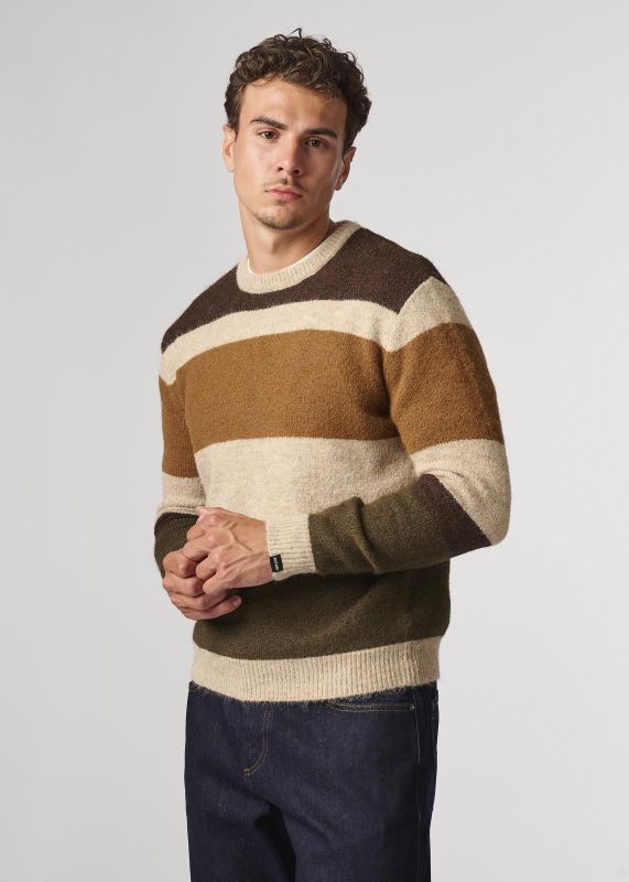 Antwrp Striped Crewneck Knit Clay  (BKW565-L230/000110 CLAY) - Caramel (Sint-Job-in-’t-Goor)