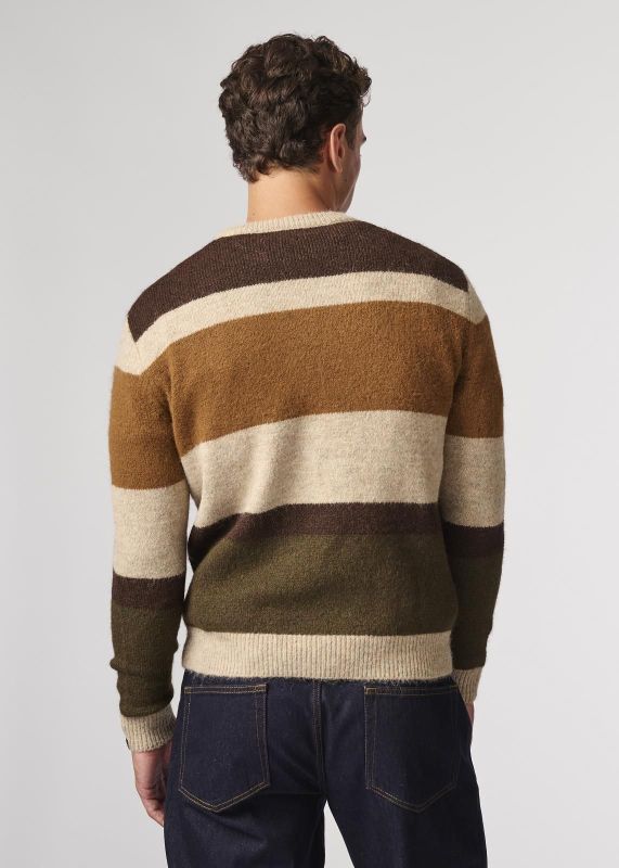 Antwrp Striped Crewneck Knit Clay  (BKW565-L230/000110 CLAY) - Caramel (Sint-Job-in-’t-Goor)