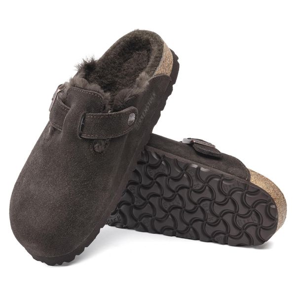 Birkenstock Boston Shearling Suede Leather/Fur Mocca Narrow  (1020529) - Caramel (Sint-Job-in-’t-Goor)