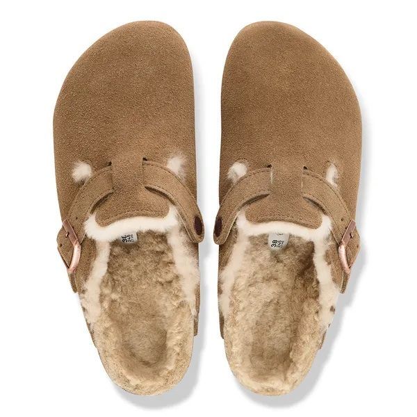 Birkenstock Boston Shearling Suede Leather Dark Tea Narrow  (1032432) - Caramel (Sint-Job-in-’t-Goor)