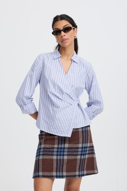 B. Young Hene Wrap Shirt - Chambray  (20819576-900013351 chambray) - Caramel (Sint-Job-in-’t-Goor)