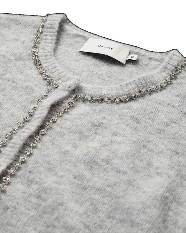 CPH Muse Ibra Cardigan Light Grey Melange  (206831) - Caramel (Sint-Job-in-’t-Goor)