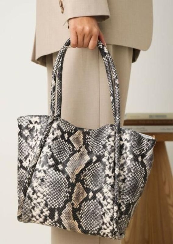 Fred De La Bretoniere Nalani Shoulder Bag Snake Printed Leather Black/White  (FR003200453W-1103) - Caramel (Sint-Job-in-’t-Goor)