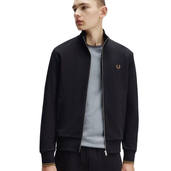 Fred Perry Zip Through Sweatshirt Black  (J1327-102) - Caramel (Sint-Job-in-’t-Goor)