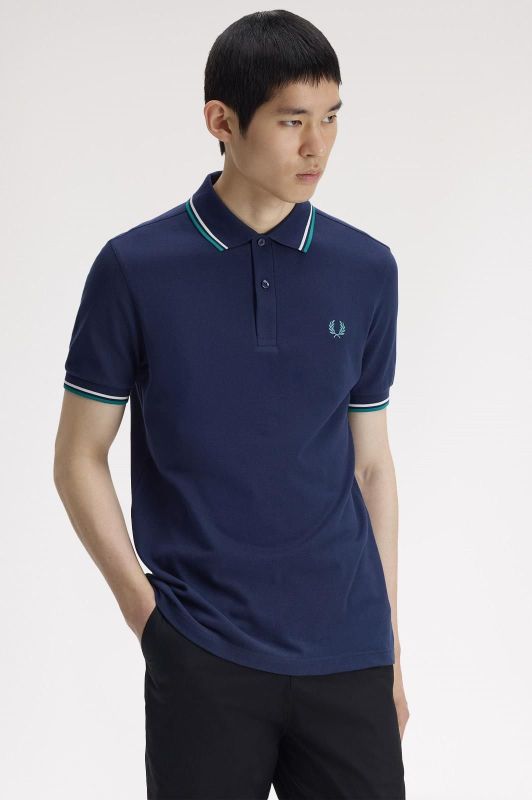 Fred Perry Twin Tipped Fred Perry Shirt Tennis Blue/Snow White/Deep Mint  (M3600-86A) - Caramel (Sint-Job-in-’t-Goor)