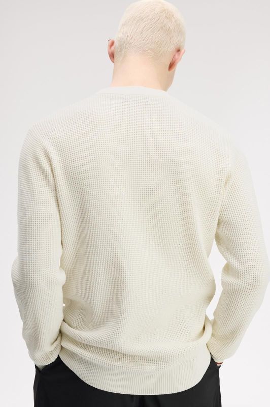 Fred Perry Waffle Stitch Jumper Ecru  (K6507-170) - Caramel (Sint-Job-in-’t-Goor)