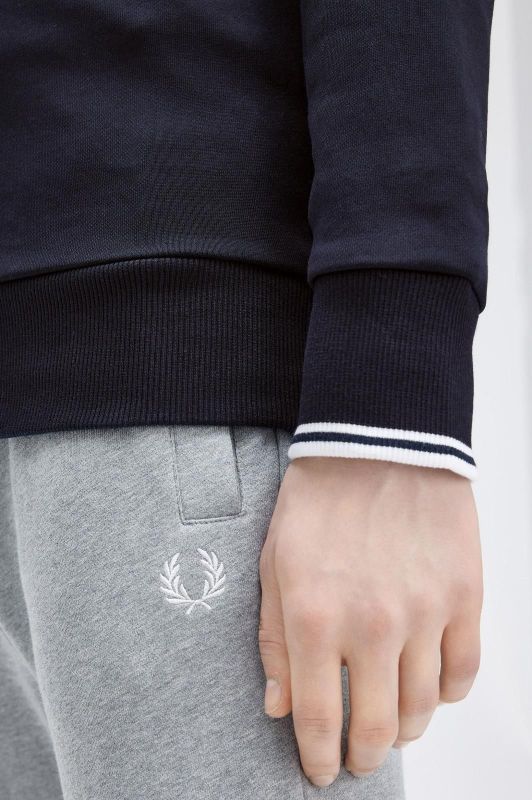 Fred Perry Half Zip Sweatshirt Navy  - Blauw  (M3574-608) - Caramel (Sint-Job-in-’t-Goor)