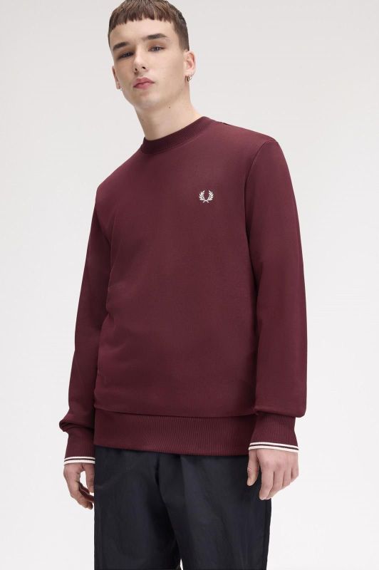 Fred Perry Crew Neck Sweatshirt Oxblood/Ecru  (M7535-64A) - Caramel (Sint-Job-in-’t-Goor)