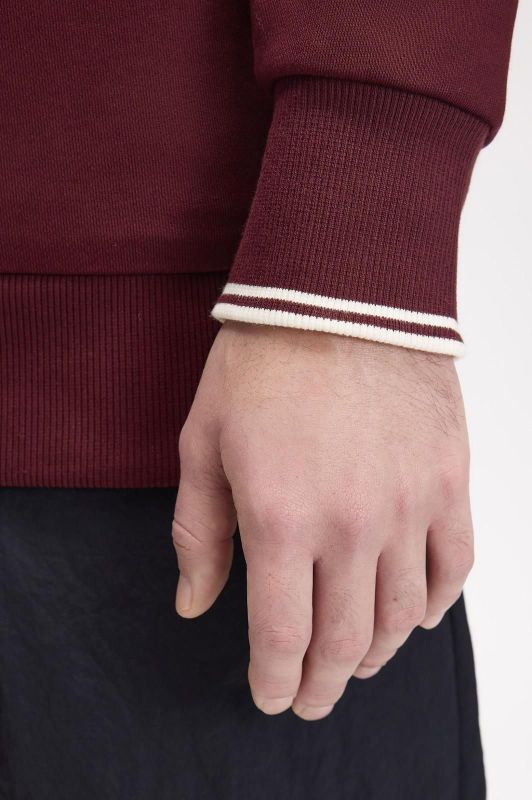 Fred Perry Crew Neck Sweatshirt Oxblood/Ecru  (M7535-64A) - Caramel (Sint-Job-in-’t-Goor)