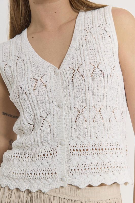 Freequent Fraya Waistcoat Brilliant White  (206067 brilliant white) - Caramel (Sint-Job-in-’t-Goor)