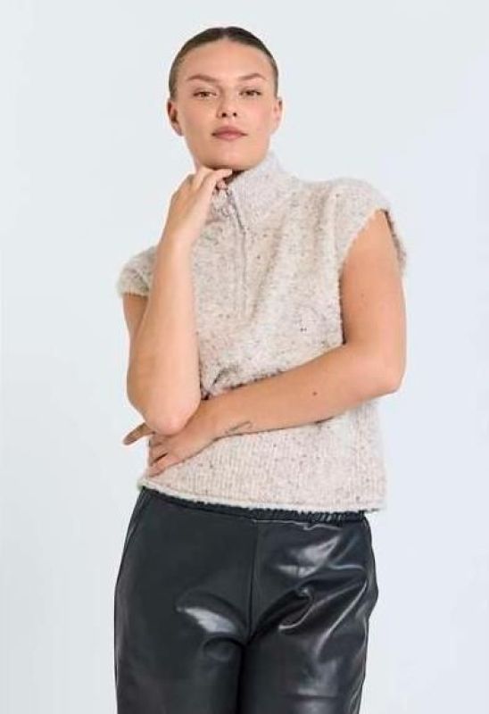 Freequent Grsnemes Waistcoat Moonbeam Melange  (206732 MOONBEAM MELANGE) - Caramel (Sint-Job-in-’t-Goor)