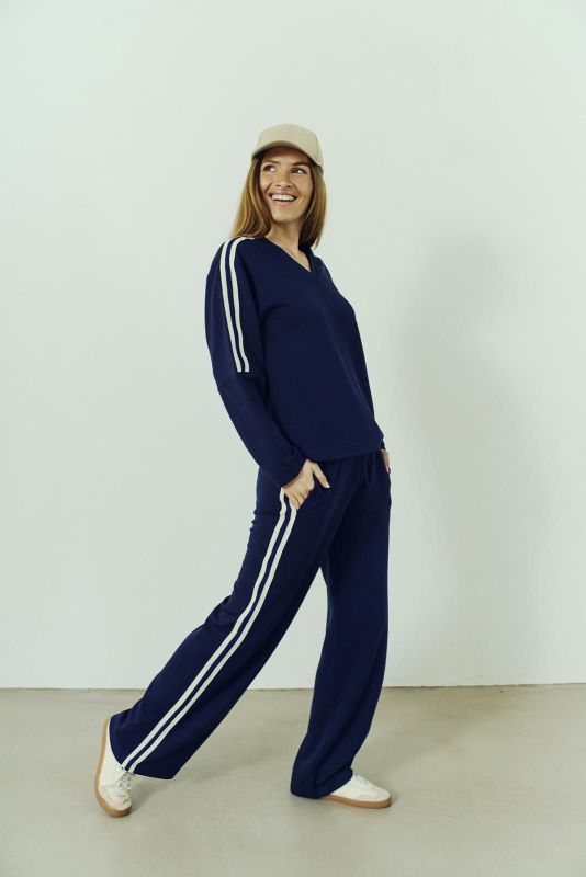 Freequent Lucinda Pants Navy Blazer-Star Off-White  (207444 NAVY BLAZER) - Caramel (Sint-Job-in-’t-Goor)