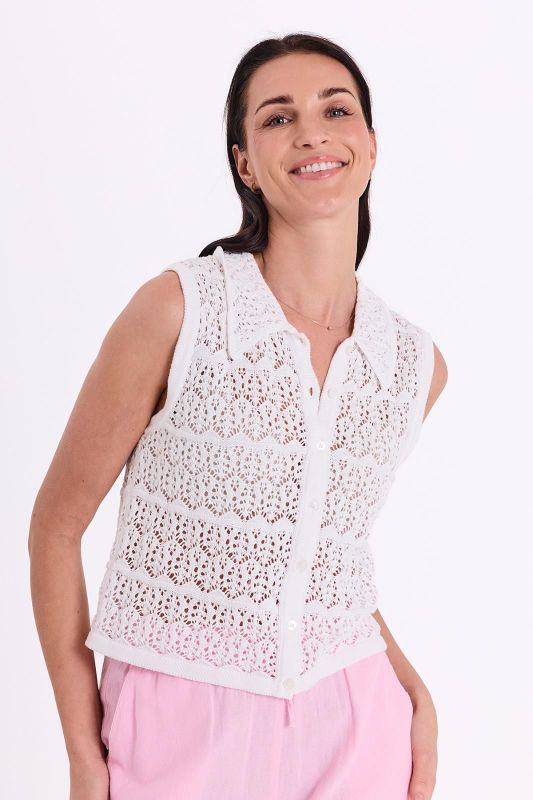 FQ Raya Waistcoat Brilliant White  (207987 BRILLIANT WHITE) - Caramel (Sint-Job-in-’t-Goor)