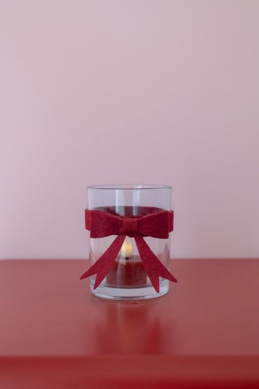 Home Society Kandelaar Bow Glass Bourgondisch Rood  (695183-280) - Caramel (Sint-Job-in-’t-Goor)