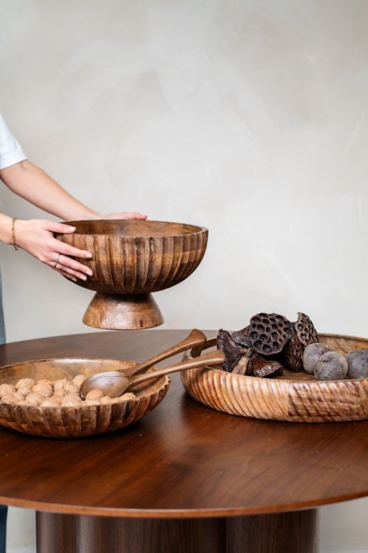 Home Society Schaal Stand Arno Mango Wood Donkerbruin  (695373-330) - Caramel (Sint-Job-in-’t-Goor)
