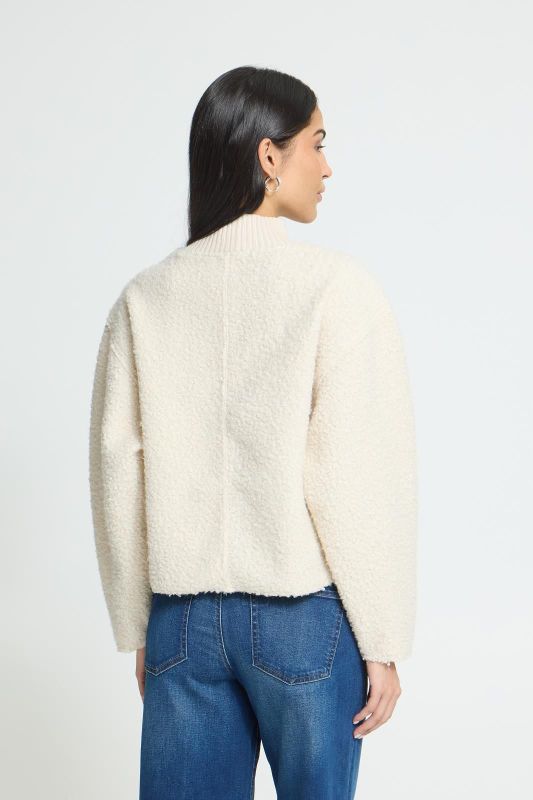 ICHI Curley LS Birch Pullover - Ecru  (20126350 BIRCH) - Caramel (Sint-Job-in-’t-Goor)
