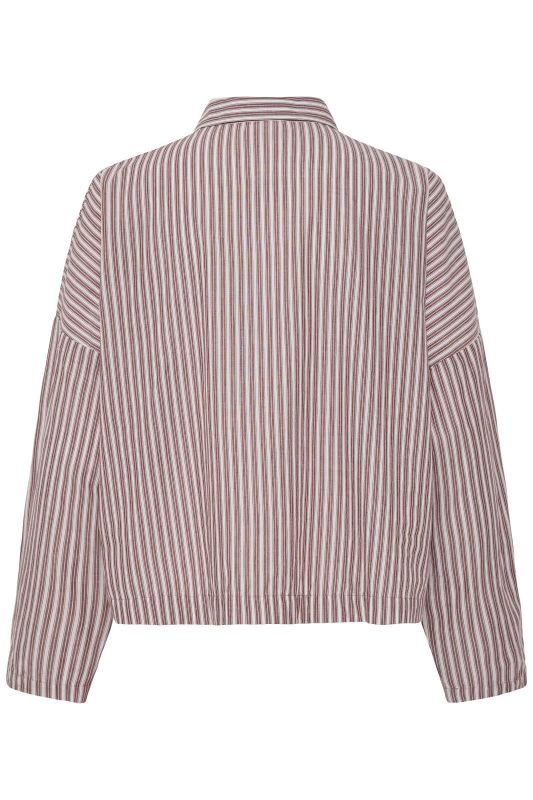 ICHI Giley Zinfandel Stripe Blouse - Bordeaux  (20126526 ZINFANDEL) - Caramel (Sint-Job-in-’t-Goor)