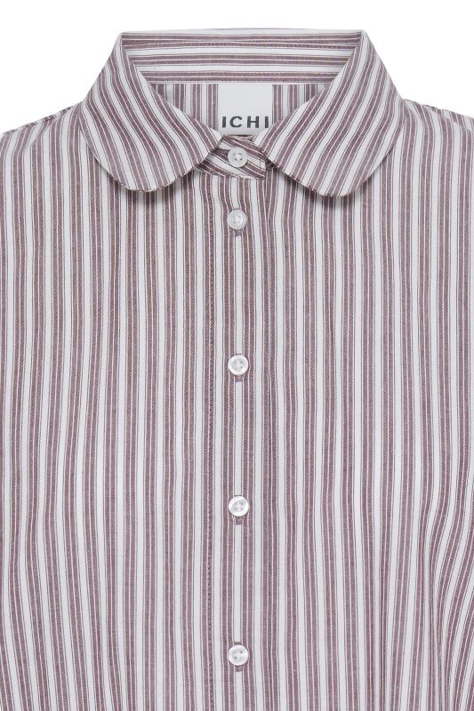 ICHI Giley Zinfandel Stripe Blouse - Bordeaux  (20126526 ZINFANDEL) - Caramel (Sint-Job-in-’t-Goor)