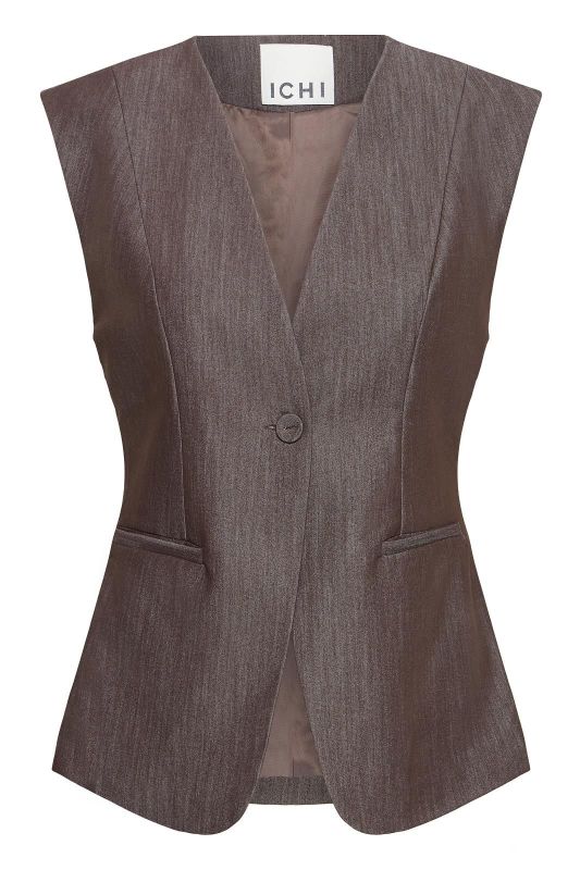 ICHI Giley Zinfandel Stripe Blouse - Bordeaux  (20126526 ZINFANDEL) - Caramel (Sint-Job-in-’t-Goor)