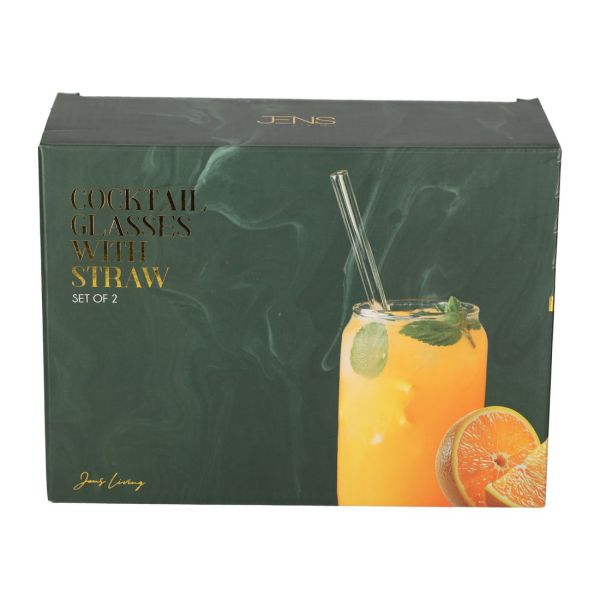Jens Living Cocktailglazen Met Rietje /2  (25525) - Caramel (Sint-Job-in-’t-Goor)