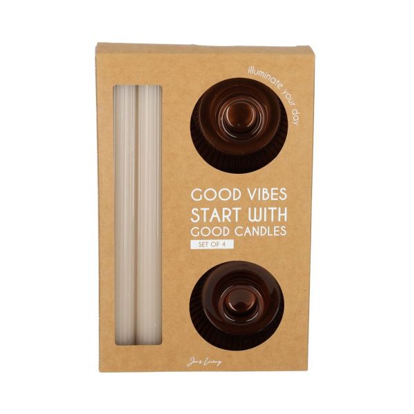 Jens Living Giftset Kandelaar + Kaars  (25625) - Caramel (Sint-Job-in-’t-Goor)