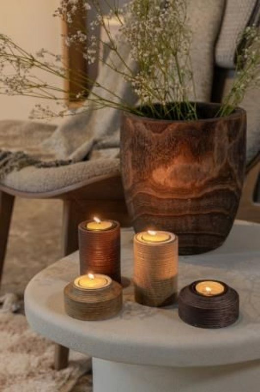 Jens Living Theelichthouder Teun Bruin Small  (25682) - Caramel (Sint-Job-in-’t-Goor)
