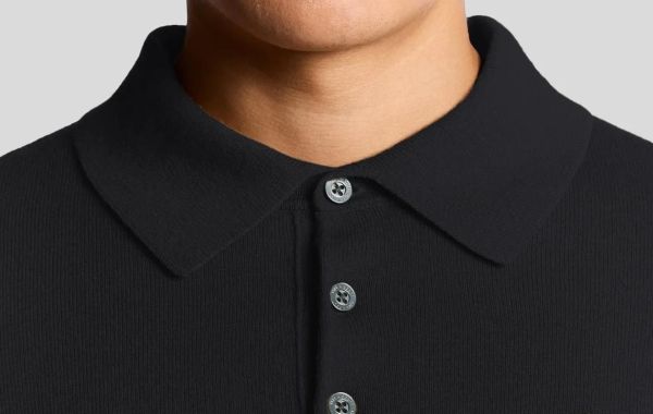 Lyle and Scott Cotton Merino Long Sleeve Knitted Polo - Donkerblauw  (KN2113VC-Z271) - Caramel (Sint-Job-in-’t-Goor)