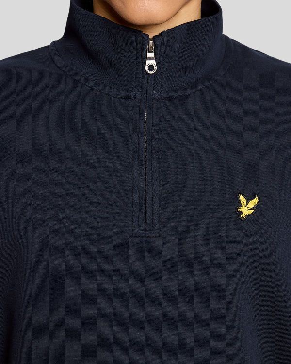 Lyle & Scott Loopback Quarter Zip Sweat Dark Navy  (ML2022V-Z271) - Caramel (Sint-Job-in-’t-Goor)