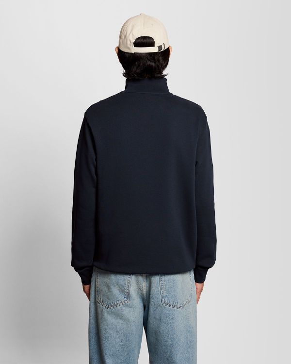 Lyle & Scott Loopback Quarter Zip Sweat Dark Navy  (ML2022V-Z271) - Caramel (Sint-Job-in-’t-Goor)