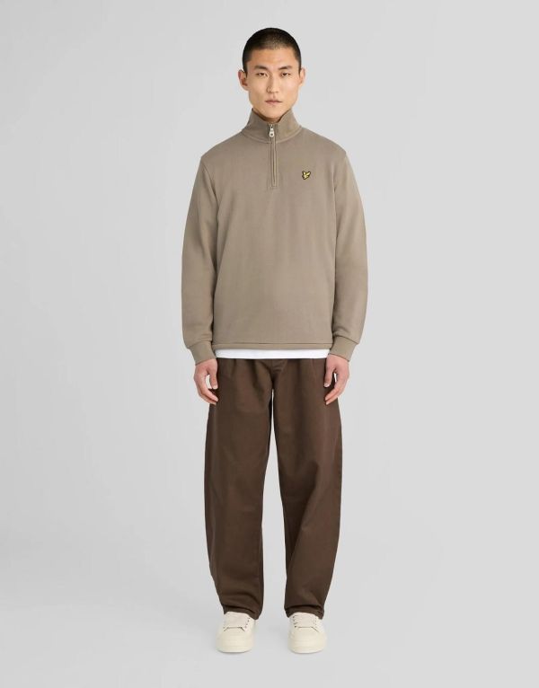 Lyle & Scott Loopback Quarter Zip Sweat Kaki Ash  (ML2022VT-X569) - Caramel (Sint-Job-in-’t-Goor)