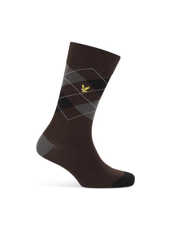 Lyle & Scott - Flanders Box 3-pack Premium Socks Stripe, Granite Gray and Gray Argyle  (SK-BOX-039/20403) - Caramel (Sint-Job-in-’t-Goor)
