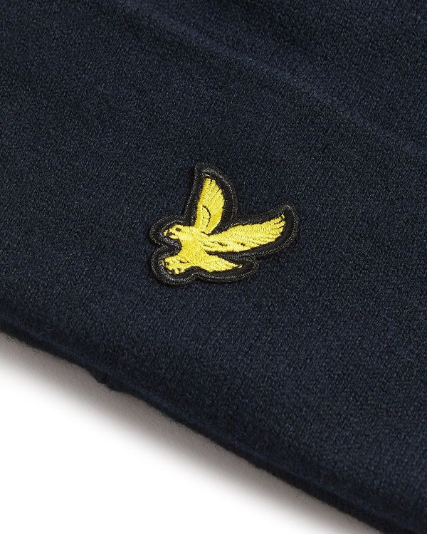 Lyle & Scott Cotton Merino Beanie Dark Navy  (HE2313A-Z271) - Caramel (Sint-Job-in-’t-Goor)