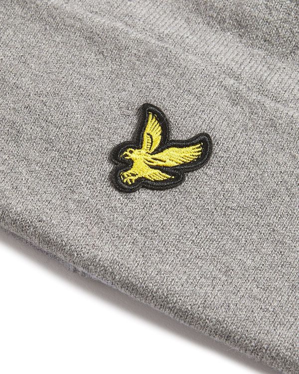 Lyle & Scott Cotton Merino Beanie Mid Grey Marl  (HE2313A-T28) - Caramel (Sint-Job-in-’t-Goor)