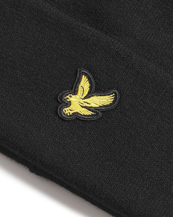 Lyle & Scott Cotton Merino Beanie Jet Black  (HE2313A-Z865) - Caramel (Sint-Job-in-’t-Goor)