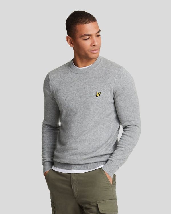 Lyle & Scott Cotton Merino Crew Neck Jumper Mid Grey Marl  (KN2110VC-T28) - Caramel (Sint-Job-in-’t-Goor)