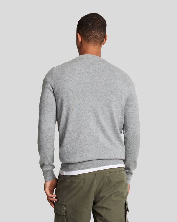 Lyle & Scott Cotton Merino Crew Neck Jumper Mid Grey Marl  (KN2110VC-T28) - Caramel (Sint-Job-in-’t-Goor)