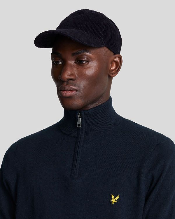 Lyle & Scott Cotton Merino Quarter Zip Jumper Dark Navy  (KN2112V-Z271) - Caramel (Sint-Job-in-’t-Goor)