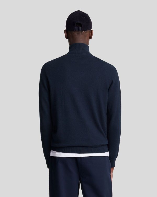 Lyle & Scott Cotton Merino Quarter Zip Jumper Dark Navy  (KN2112V-Z271) - Caramel (Sint-Job-in-’t-Goor)