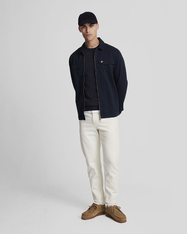 Lyle & Scott Lambswool Blend Crew Neck Jumper Dark Navy Marl  (KN2114VC-Z56) - Caramel (Sint-Job-in-’t-Goor)