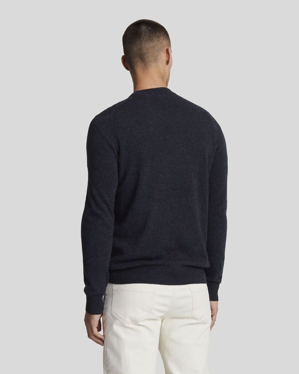 Lyle & Scott Lambswool Blend Crew Neck Jumper Dark Navy Marl  (KN2114VC-Z56) - Caramel (Sint-Job-in-’t-Goor)