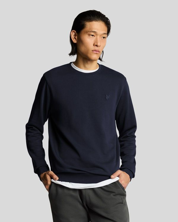 Lyle & Scott Superfine Crew Neck Sweatshirt Dark Navy  (ML2255TON-Z271) - Caramel (Sint-Job-in-’t-Goor)