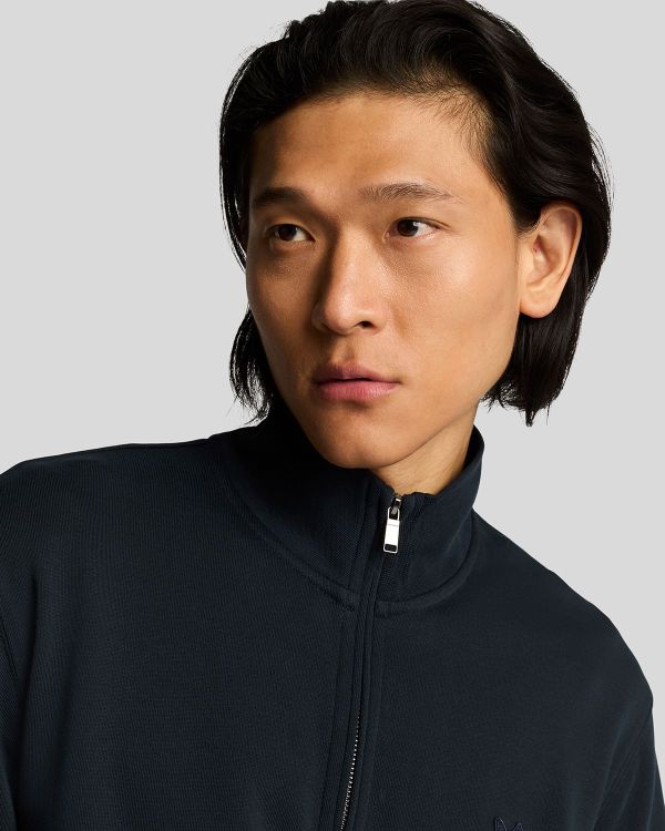 Lyle & Scott Superfine Quarter Zip Sweatshirt Dark Navy  (ML2258TON-Z271) - Caramel (Sint-Job-in-’t-Goor)