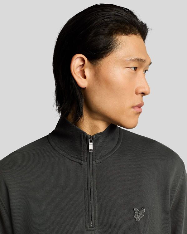 Lyle & Scott Superfine Quarter Zip Sweatshirt Gunmetal  (ML2258TON-W635) - Caramel (Sint-Job-in-’t-Goor)
