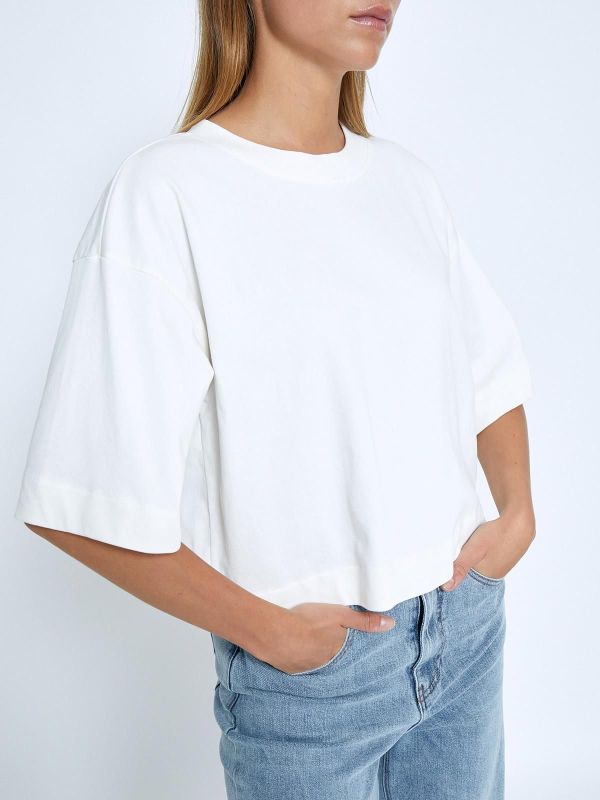 Minus Gamma Cropped GOTS T-shirt Cloud Dancer  (MI6802-235) - Caramel (Sint-Job-in-’t-Goor)
